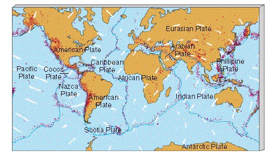  active sites where major volcanoes or earthquakes have occurred in the 